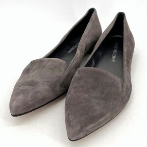 Stuart Weitzman Gray Suede Pointed Toe Flats Shoes Size 8.5